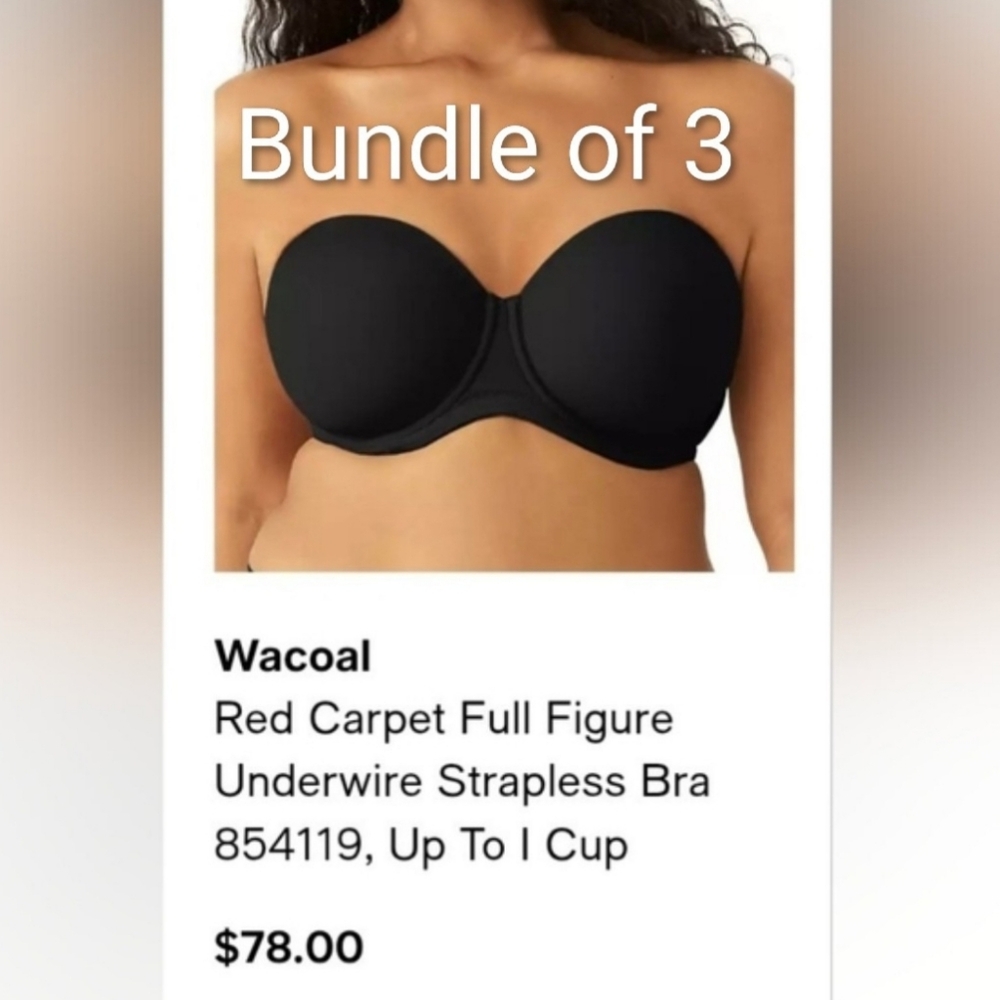 Wacoal Black Strapless Underwire Bra (Bundle of 3)